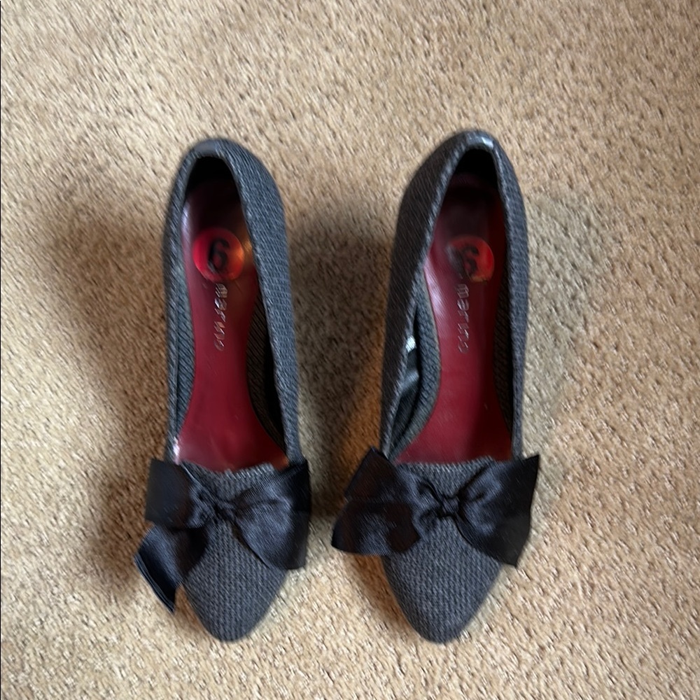 Elegant Black Bow Women's Shoes